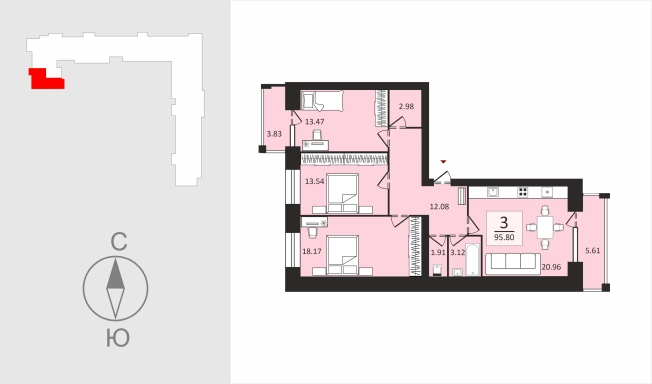 Купить трехкомнатную квартиру в ЖК Загородный парк в Владимире. Вариант № 106711, 1, площадь -  квм, цена 13413400 рублей