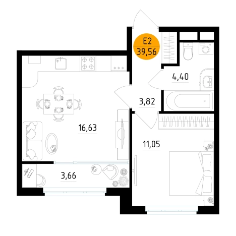 Купить однокомнатную квартиру в ЖК Смарт квартал «Центральный» в Рязани. Вариант № 155129, 0, площадь -  квм, цена 5181173 рублей