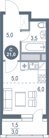 Купить Студию на улице Октябрьский проспект в Люберцах. Вариант № 8889811, 0, площадь - квм, цена 4556279 рублей