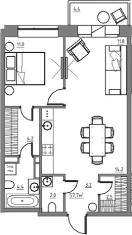 Купить двухкомнатную квартиру в районе Расторгуево в Видном. Вариант № 3574031, 0, площадь -  квм, цена 10079581 рублей