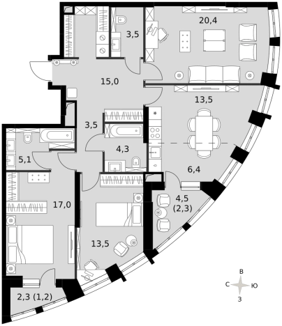 Купить многокомнатную квартиру на вторичке в районе Измайлово в Москве. Вариант № 9502131, 0, площадь -  квм, цена 75953276 рублей