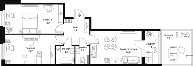 Купить трехкомнатную квартиру в ЖК Экография в Ленинградской области. Вариант № 7829687, 0, площадь -  квм, цена 14748900 рублей