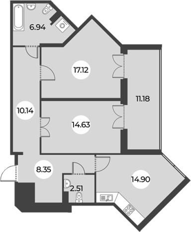 Купить двухкомнатную квартиру на вторичке в ЖК Огни Залива в Санкт-Петербурге. Вариант № 7254598, 0, площадь -  квм, цена 18757000 рублей