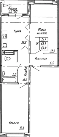 Купить двухкомнатную квартиру в новостройках у метро Рыбацкое в Ленинградской области. Вариант № 7783963, 0, площадь -  квм, цена 10059500 рублей