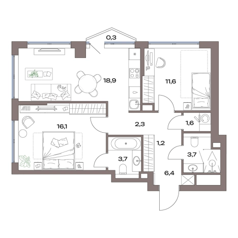 Купить квартиру у метро Яхромская в Москве. Вариант № 3970716, 0, площадь -  квм, цена 29437515 рублей