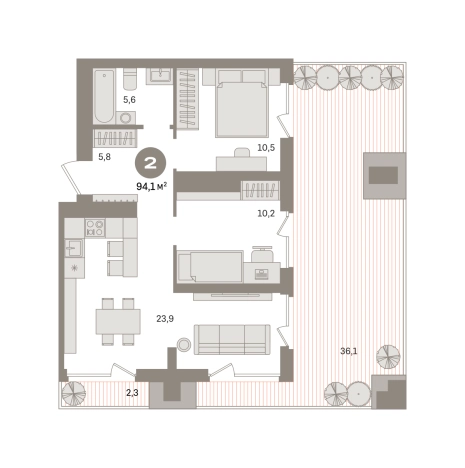 . Вариант № 8856255, 0, площадь - 94.1 квм, цена 26150000 рублей