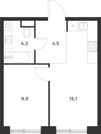 Купить однокомнатную квартиру в новостройках у метро Корниловская в Москве. Вариант № 10013506, 0, площадь -  квм, цена 11973945 рублей