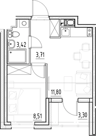 Купить однокомнатную квартиру в ЖК Nigilist в Санкт-Петербурге. Вариант № 5559655, 0, площадь -  квм, цена 9511038 рублей