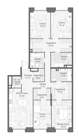 Купить квартиру в ЖК LIFE TIME в Москве. Вариант № 168666, 0, площадь -  квм, цена 230270000 рублей