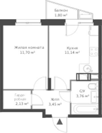 Купить однокомнатную квартиру на вторичке в Микрорайоне Чёрная Речка, Сертолово в Сертолове. Вариант № 6057351, 0, площадь -  квм, цена 5221542 рублей