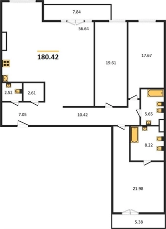 Купить трехкомнатную квартиру на улице Октябрьская в Калининграде. Вариант № 65856, 0, площадь -  квм, цена 22575160 рублей