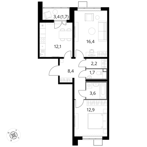 Купить квартиру в ЖК 1-й Лермонтовский в Люберцах. Вариант № 9876482, 0, площадь -  квм, цена 16925280 рублей