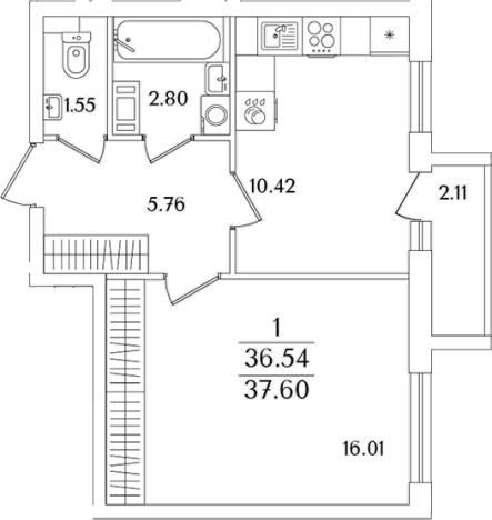 Купить однокомнатную квартиру в районе исторический  Сосновая Поляна в Санкт-Петербурге. Вариант № 6712817, 0, площадь -  квм, цена 12770415 рублей