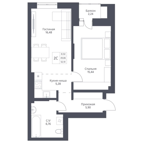 Купить двухкомнатную квартиру в ЖК Актив (Новосибирск) в Новосибирске. Вариант № 10031216, 0, площадь -  квм, цена 10941000 рублей