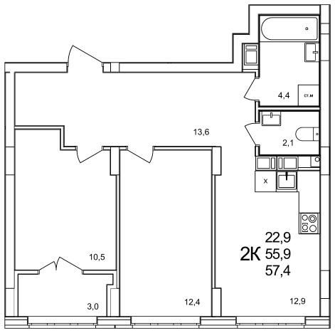 Купить двухкомнатную квартиру в ЖК Анкудиновский Парк в Нижегородской области. Вариант № 96855, 0, площадь -  квм, цена 8980400 рублей