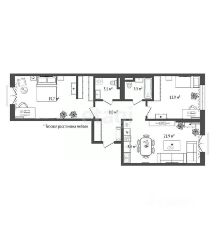 Купить квартиру в Москве. Вариант № 9376032, 26, площадь -  квм, цена 32950000 рублей