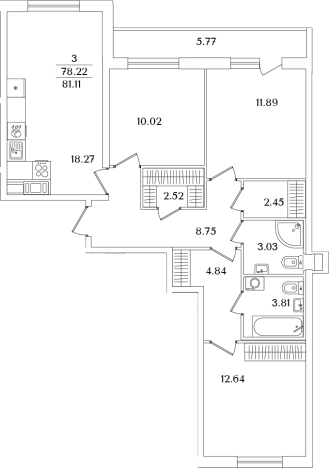 Купить трехкомнатную квартиру в районе исторический  Сосновая Поляна в Санкт-Петербурге. Вариант № 6712921, 0, площадь -  квм, цена 26555134 рублей