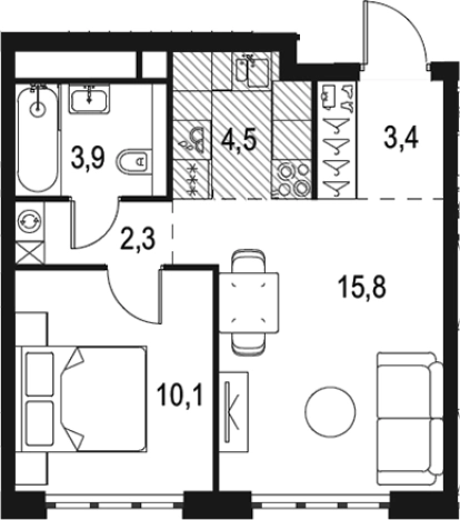 . Вариант № 122432, 0, площадь - 40 квм, цена 16184538 рублей