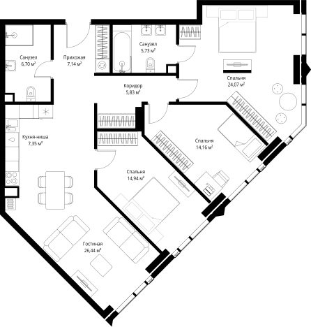 . Вариант № 10500119, 0, площадь - 112.36 квм, цена 67517124 рублей