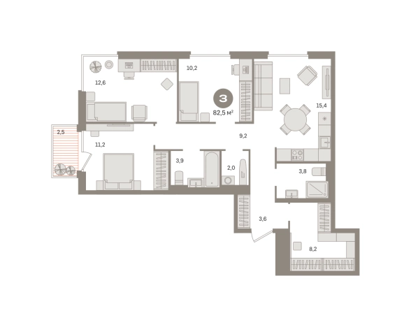 . Вариант № 8879041, 0, площадь - 82.54 квм, цена 23170000 рублей