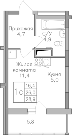 Купить Студию в районе Советский в Воронеже. Вариант № 152886, 0, площадь -  квм, цена 3300000 рублей