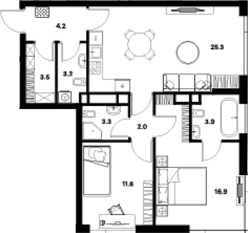 Купить трехкомнатную квартиру у метро Спартак в Москве. Вариант № 128261, 0, площадь -  квм, цена 28651197 рублей