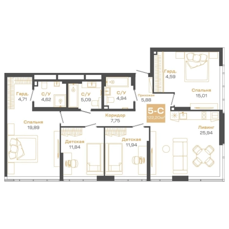 Купить пятикомнатную квартиру в районе Советский в Новосибирске. Вариант № 9959314, 0, площадь - квм, цена 30550000 рублей