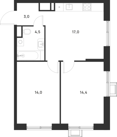 . Вариант № 10416791, 0, площадь - 52.9 квм, цена 14717745 рублей