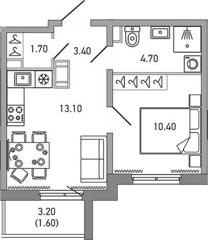 Купить однокомнатную квартиру на улице Ларина в Сертолове. Вариант № 4838859, 0, площадь -  квм, цена 5602124 рублей