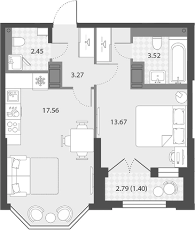 Купить двухкомнатную квартиру в новостройках в ЖК Цивилизация на Неве в Санкт-Петербурге. Вариант № 7851437, 0, площадь -  квм, цена 12713574 рублей