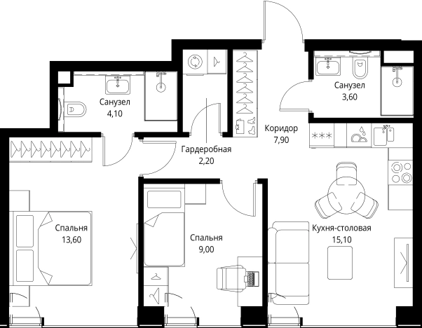 Купить квартиру в ЖК VEER в Москве. Вариант № 5846290, 0, площадь - квм, цена 34410000 рублей