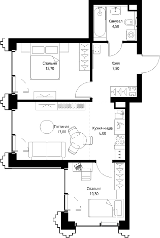 Купить двухкомнатную квартиру в районе Можайский в Москве. Вариант № 10349522, 0, площадь -  квм, цена 30402000 рублей