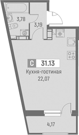 Купить Студию в ЖК Графика в Мурине. Вариант № 9099713, 0, площадь -  квм, цена 6589108 рублей