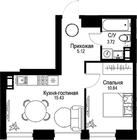 . Вариант № 4828965, 0, площадь - 35.11 квм, цена 24225900 рублей