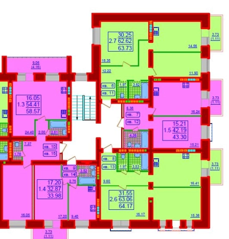 . Вариант № 85530, 1, площадь - 43.4 квм, цена 4991000 рублей