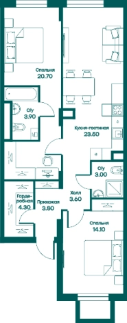 Купить трехкомнатную квартиру в Одинцове. Вариант № 83745, 0, площадь - квм, цена 14038640 рублей