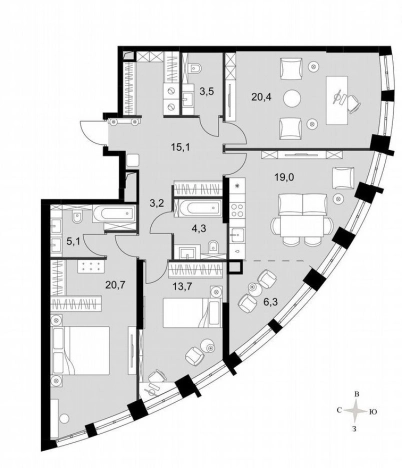 Купить квартиру в Москве. Вариант № 10410101, 0, площадь -  квм, цена 79000000 рублей