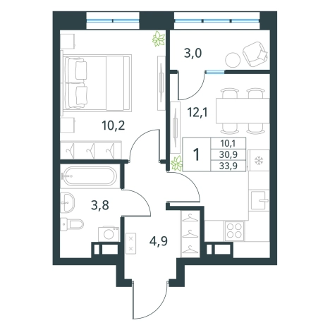 Купить однокомнатную квартиру в Микрорайоне Хороший, Чита в Чите. Вариант № 153542, 0, площадь -  квм, цена 5857920 рублей
