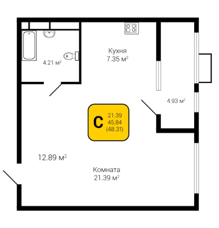 Купить Студию в ЖК Z-town в Воронеже. Вариант № 132951, 0, площадь -  квм, цена 7488050 рублей