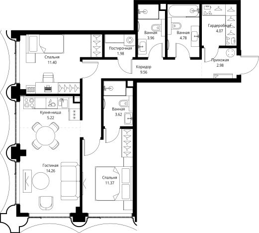 . Вариант № 162034, 0, площадь - 73.2 квм, цена 49205040 рублей