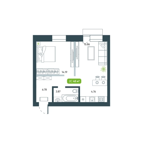 Купить двухкомнатную квартиру в новостройках на улице Коминтерна в Новосибирске. Вариант № 10026587, 0, площадь -  квм, цена 7932000 рублей