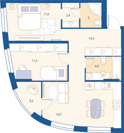 Купить двухкомнатную квартиру в районе Октябрьский в Пензе. Вариант № 8817049, 0, площадь -  квм, цена 7870600 рублей