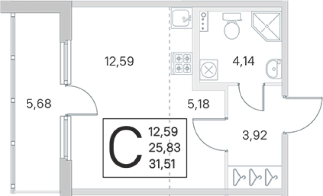 Купить Студию в новостройках у метро Проспект Ветеранов в Санкт-Петербурге. Вариант № 6866359, 0, площадь -  квм, цена 5969313 рублей