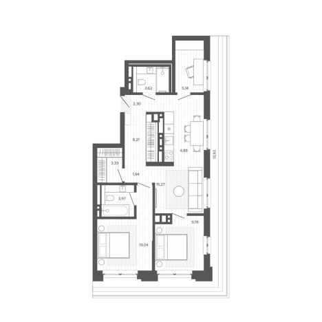 Купить трехкомнатную квартиру в Барнауле. Вариант № 2521146, 0, площадь -  квм, цена 16114000 рублей