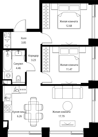 Купить квартиру на улице Волоколамское шоссе в Москве. Вариант № 8385557, 0, площадь -  квм, цена 26415296 рублей