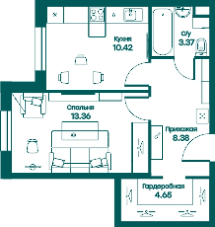 Купить однокомнатную квартиру в Одинцове. Вариант № 75332, 0, площадь -  квм, цена 7282160 рублей