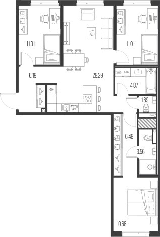 Купить многокомнатную квартиру в ЖК Legenda Васильевского в Санкт-Петербурге. Вариант № 4837765, 0, площадь -  квм, цена 29474642 рублей