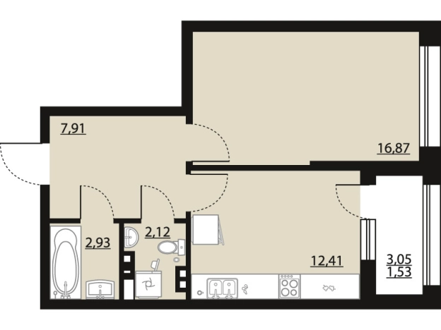 Купить однокомнатную квартиру в ЖК Бунин в Воронеже. Вариант № 120329, 0, площадь -  квм, цена 6835780 рублей