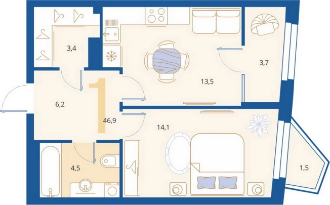 Купить однокомнатную квартиру в районе Октябрьский в Пензенской области. Вариант № 5471764, 0, площадь -  квм, цена 5546000 рублей