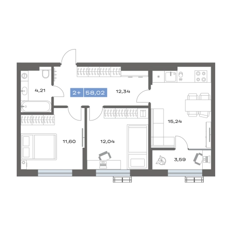 Купить двухкомнатную квартиру в новостройках в ЖК "Ритм" в Тобольске. Вариант № 91702, 0, площадь -  квм, цена 6700000 рублей